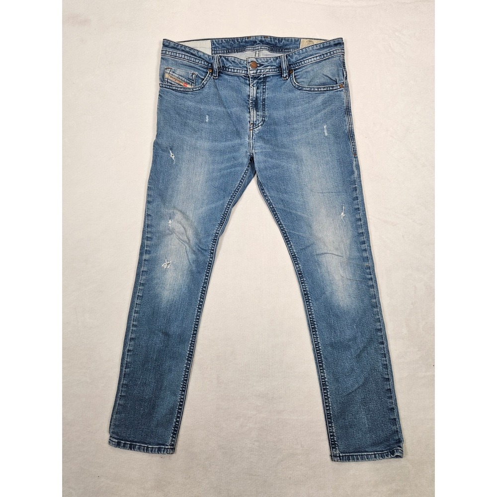 Diesel Thommer-C Slim Skinny Jeans Mens 35x29* RCK8Y Light Wash Distressed Blue